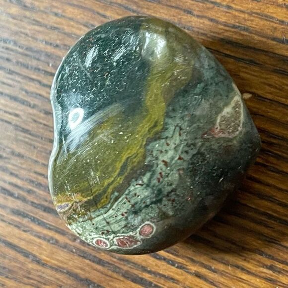Ocean Jasper heart palm stone crystal natural green druzy moss agate agatized - Picture 3 of 10